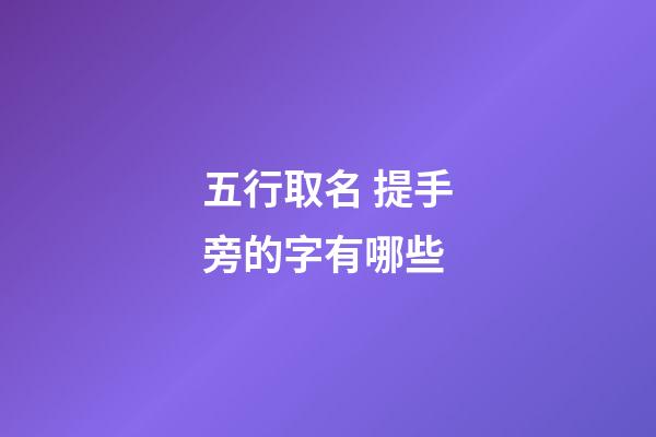 五行取名 提手旁的字有哪些